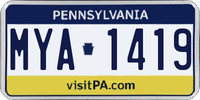 PA license plate MYA1419