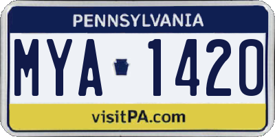 PA license plate MYA1420