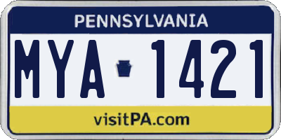 PA license plate MYA1421