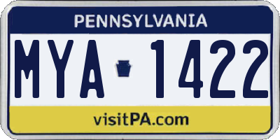 PA license plate MYA1422