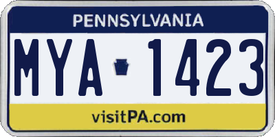 PA license plate MYA1423