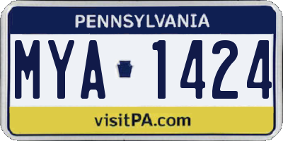 PA license plate MYA1424