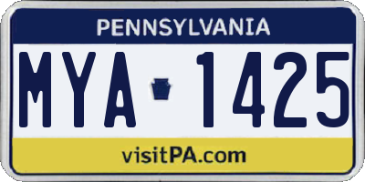 PA license plate MYA1425