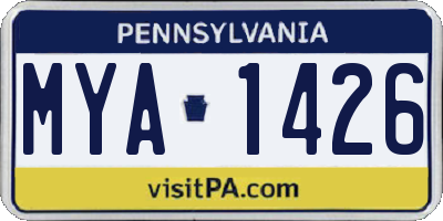 PA license plate MYA1426