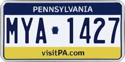 PA license plate MYA1427