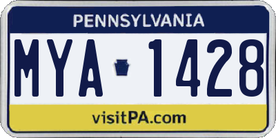 PA license plate MYA1428