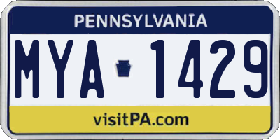 PA license plate MYA1429