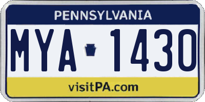 PA license plate MYA1430