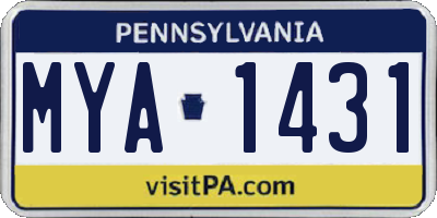 PA license plate MYA1431