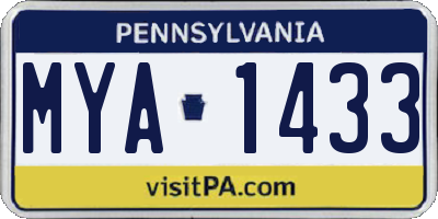 PA license plate MYA1433