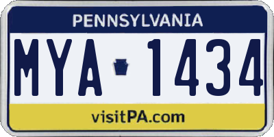 PA license plate MYA1434