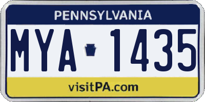 PA license plate MYA1435