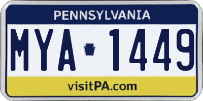 PA license plate MYA1449