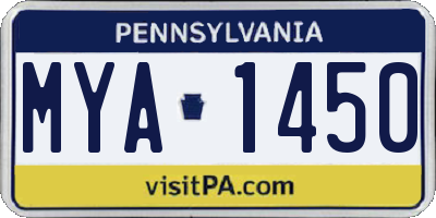 PA license plate MYA1450