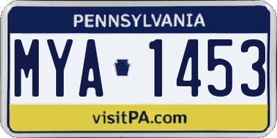 PA license plate MYA1453