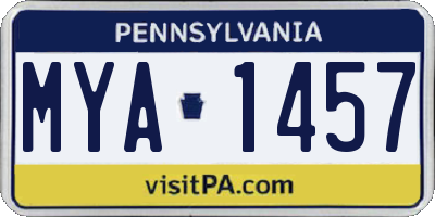 PA license plate MYA1457