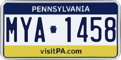 PA license plate MYA1458