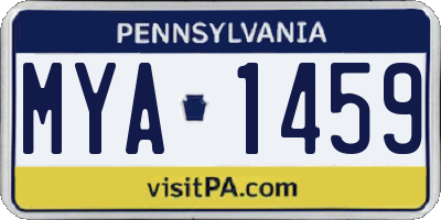 PA license plate MYA1459
