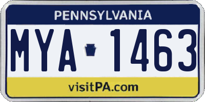 PA license plate MYA1463