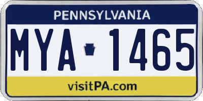 PA license plate MYA1465