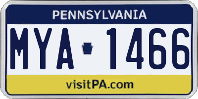 PA license plate MYA1466
