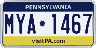 PA license plate MYA1467