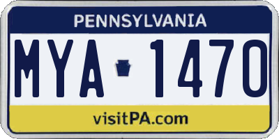 PA license plate MYA1470