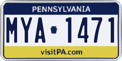 PA license plate MYA1471