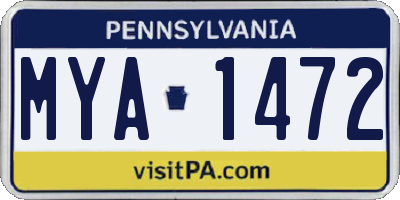 PA license plate MYA1472
