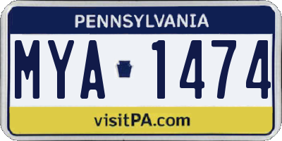 PA license plate MYA1474