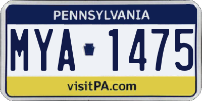 PA license plate MYA1475