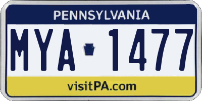 PA license plate MYA1477