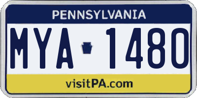 PA license plate MYA1480