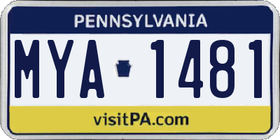 PA license plate MYA1481
