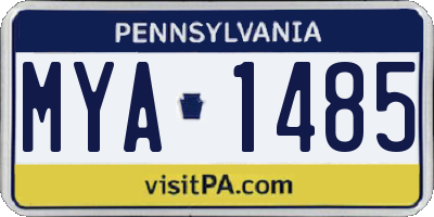 PA license plate MYA1485