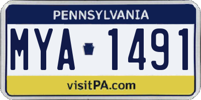 PA license plate MYA1491