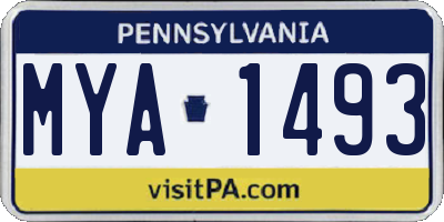 PA license plate MYA1493