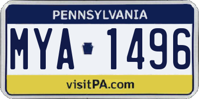 PA license plate MYA1496