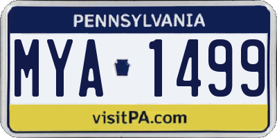 PA license plate MYA1499