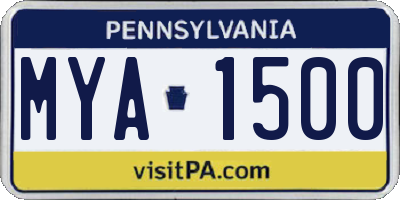PA license plate MYA1500