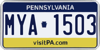 PA license plate MYA1503
