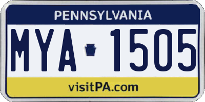 PA license plate MYA1505