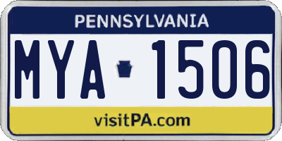 PA license plate MYA1506