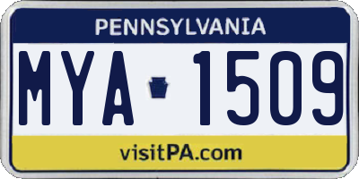 PA license plate MYA1509