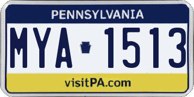 PA license plate MYA1513