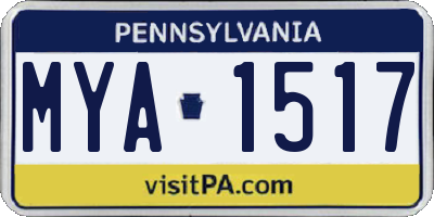 PA license plate MYA1517