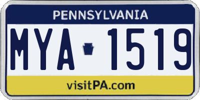 PA license plate MYA1519