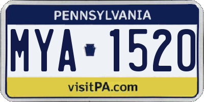 PA license plate MYA1520