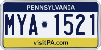 PA license plate MYA1521