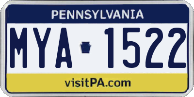 PA license plate MYA1522